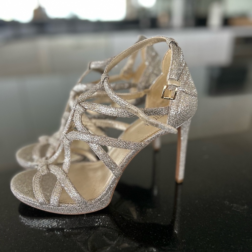 Michael Kors Imani Embellished Metallic Faux Suede Sandal